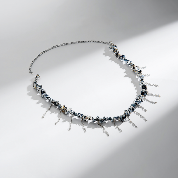 COLAR LUNA JASPE E HEMATITA