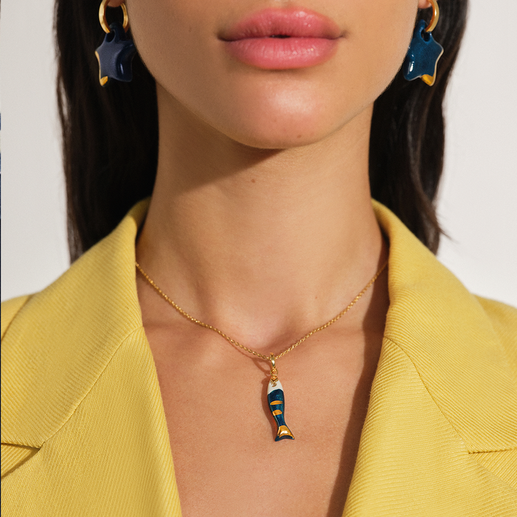 COLAR CERAMICS PEIXE AZUL