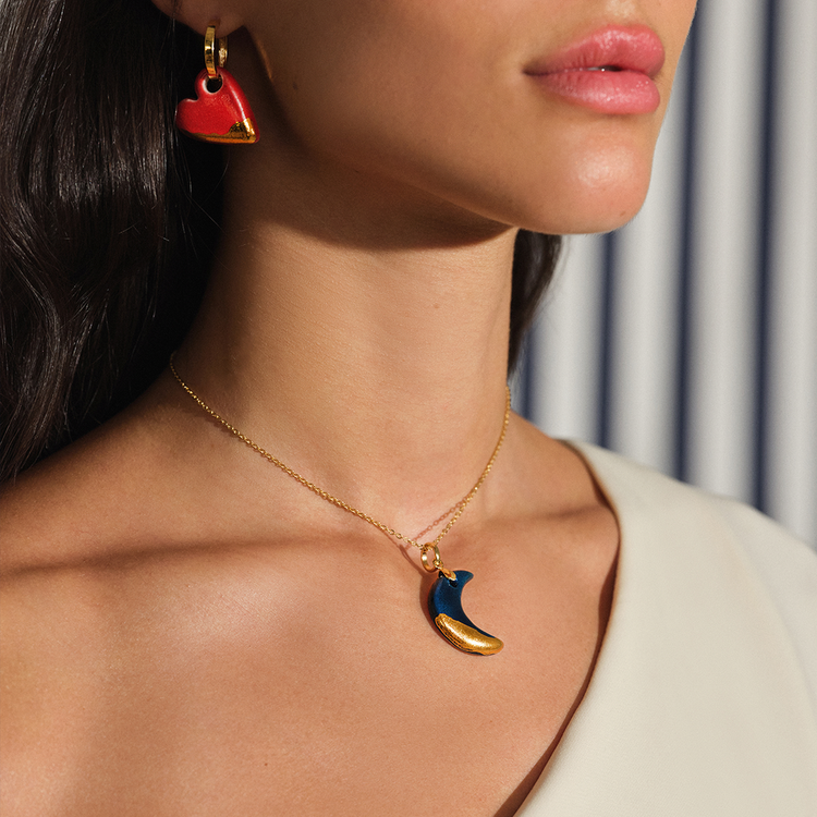 COLAR CERAMICS LUA AZUL