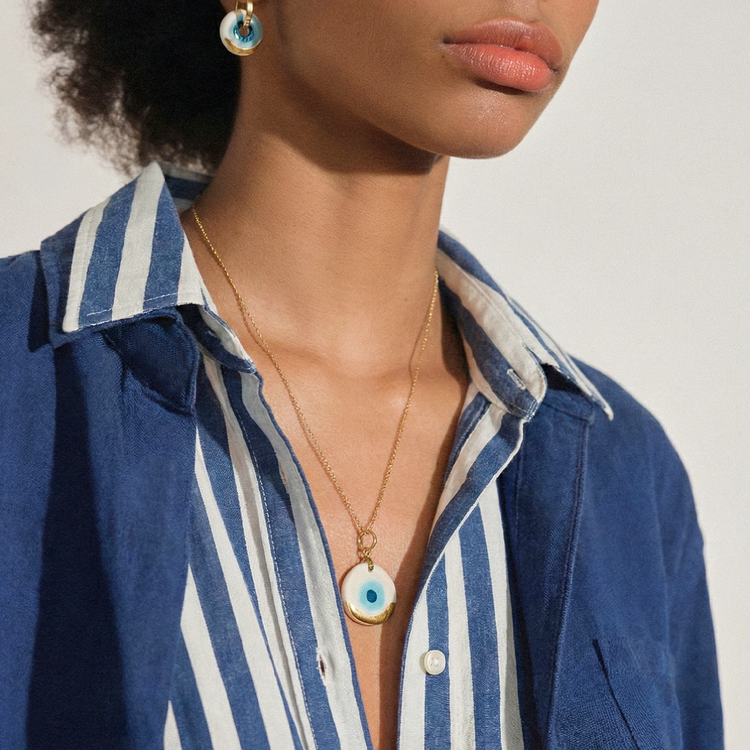 COLAR CERAMICS OLHO GREGO