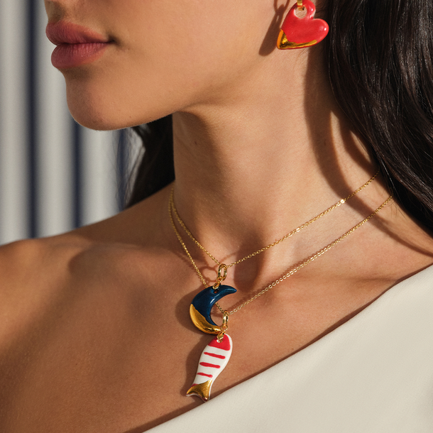 COLAR CERAMICS PEIXE VERMELHO