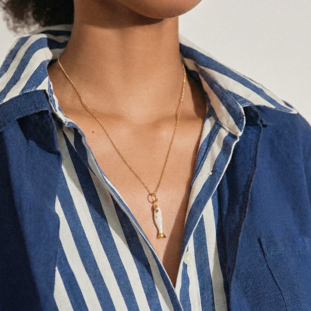 COLAR CERAMICS PEIXE BRANCO