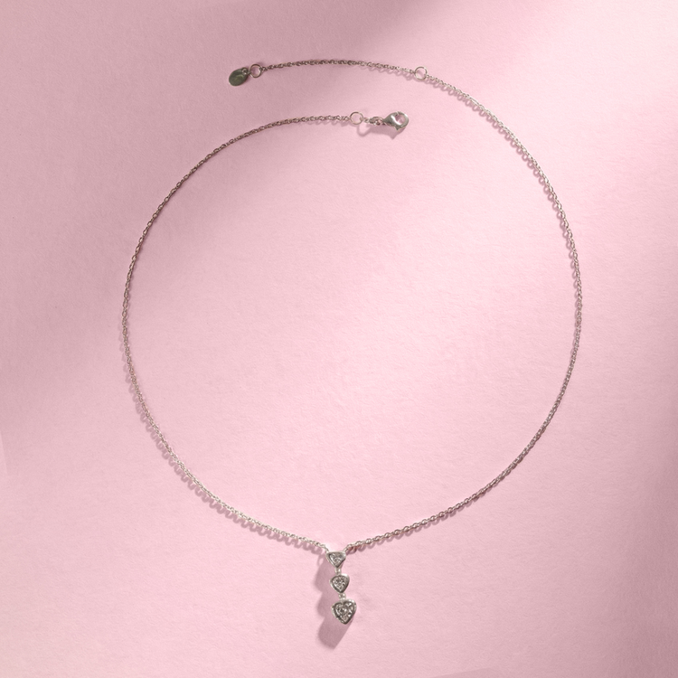 COLAR TRIPLO CORAÇÃO PRATA 925