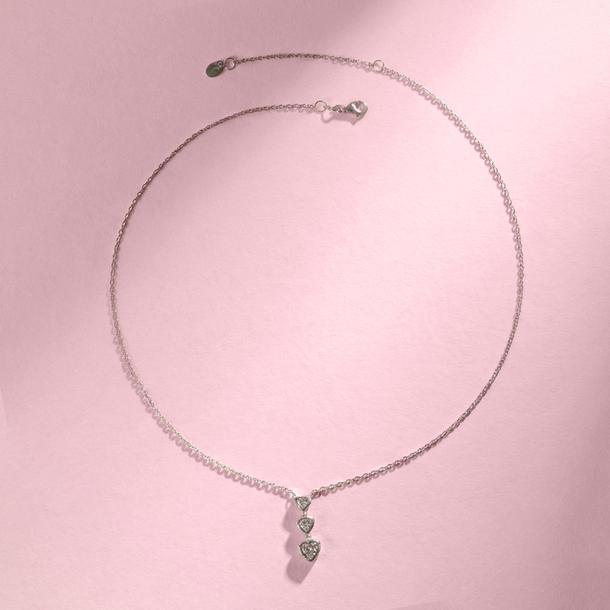 COLAR TRIPLO CORAÇÃO PRATA 925