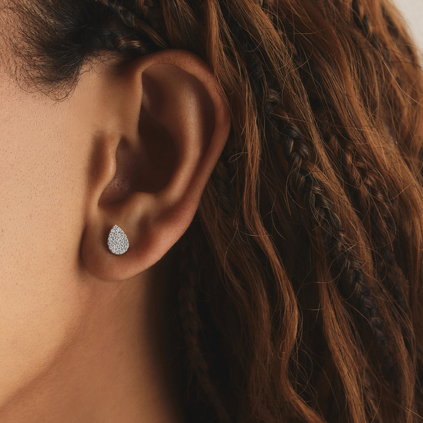 BRINCO GOTA CRAVEJADA MOISSANITE PRATA 925