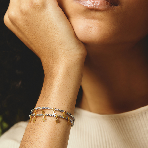 PULSEIRA HEMATITA DUPLO ESTRELAS