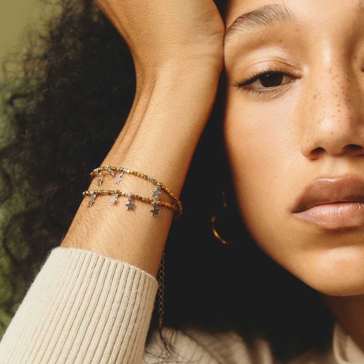 PULSEIRA HEMATITA DUPLO ESTRELAS