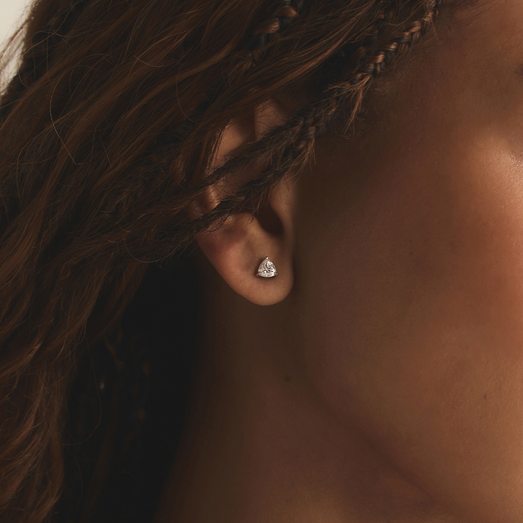 BRINCO SOLITÁRIO MOISSANITE TRILLION 5MM PRATA 925