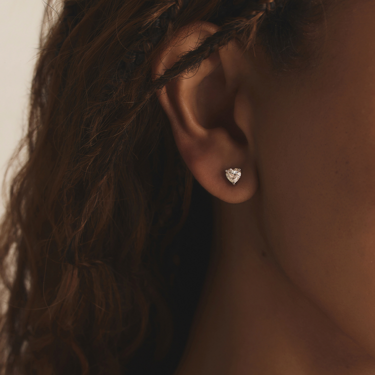 BRINCO SOLITÁRIO MOISSANITE CORAÇÃO PRATA 925