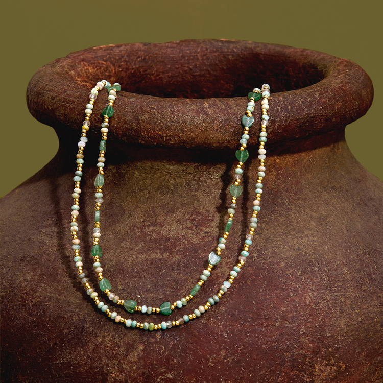 COLAR ENCONTRO QUARTZO VERDE E AMAZONITA