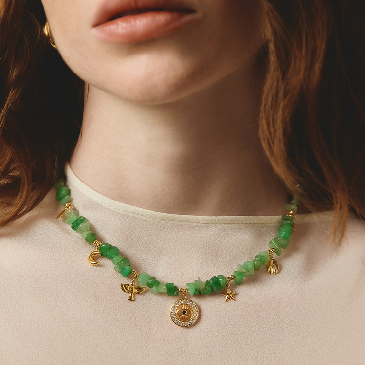 COLAR ENCONTRO QUARTZO VERDE GIPSY