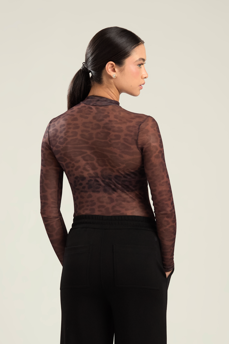 Open Era — BLUSA MANGA LONGA EM TULE ANIMAL PRINT