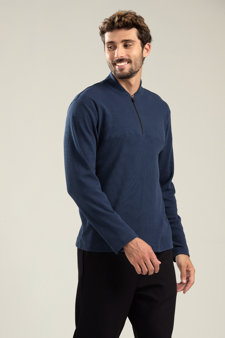 Open Era — BLUSA ALGODÃO MEIO ZÍPER WAFFLE