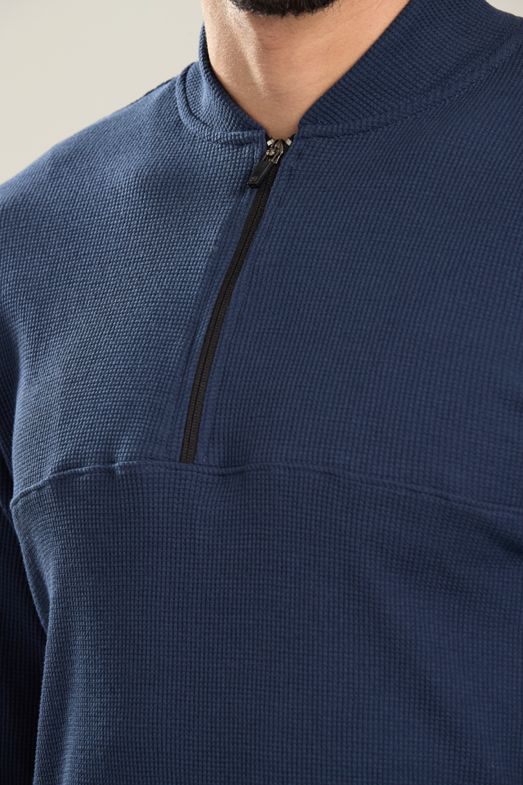 Open Era — BLUSA ALGODÃO MEIO ZÍPER WAFFLE